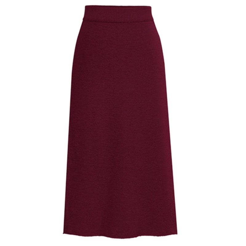 Plus Size Women's High-Waisted Wool Long Skirt
