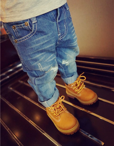European Style Washed Ripped Jeans for Boys