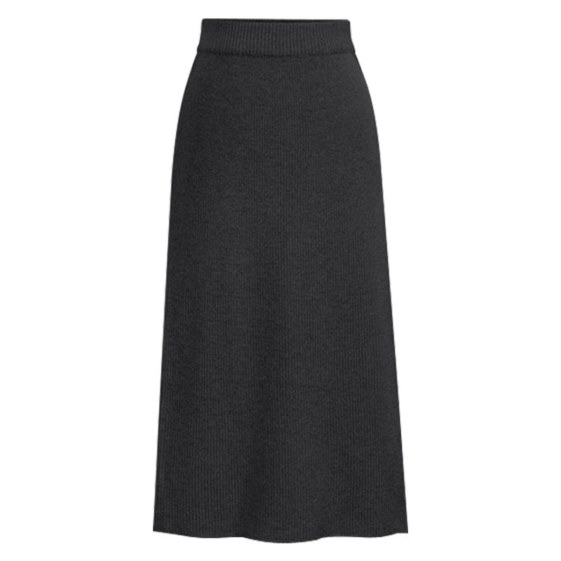 Plus Size Women's High-Waisted Wool Long Skirt