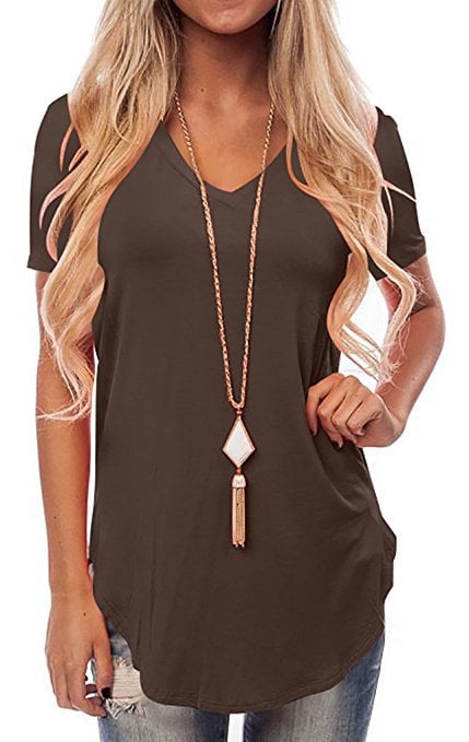 V-Neck Short Sleeve Loose Tuxedo T-Shirt